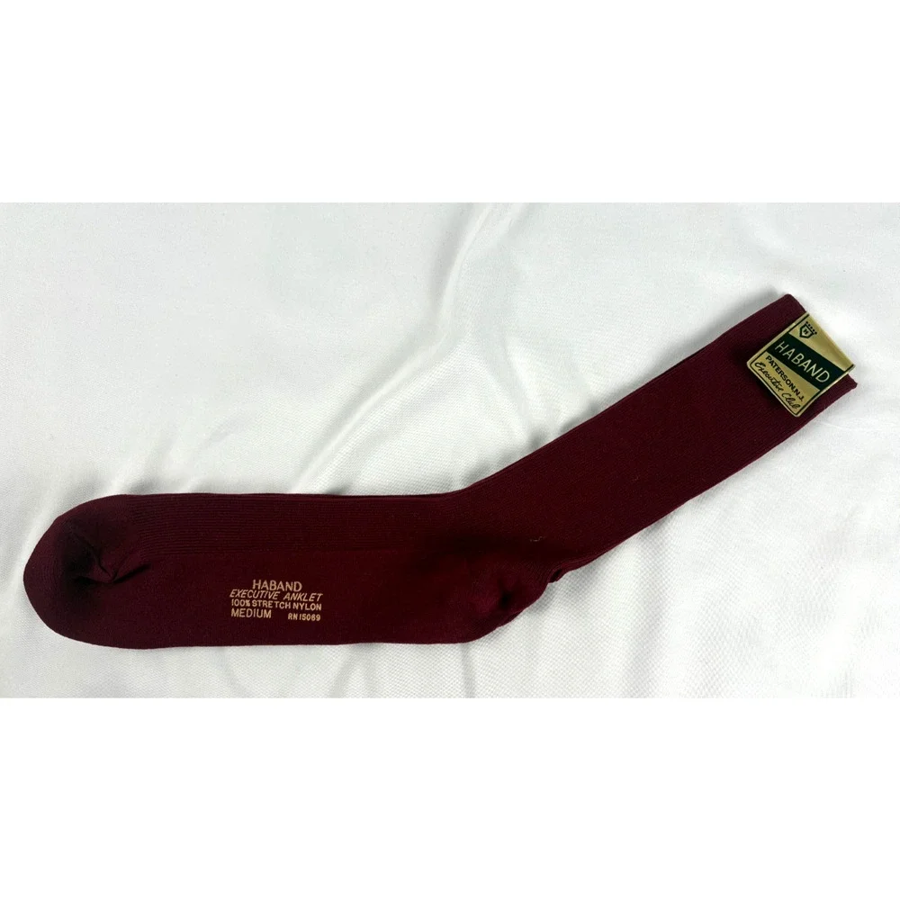Vintage Haband Executive Club Stretch Nylon Dress Socks Maroon NOS Medium RN1506